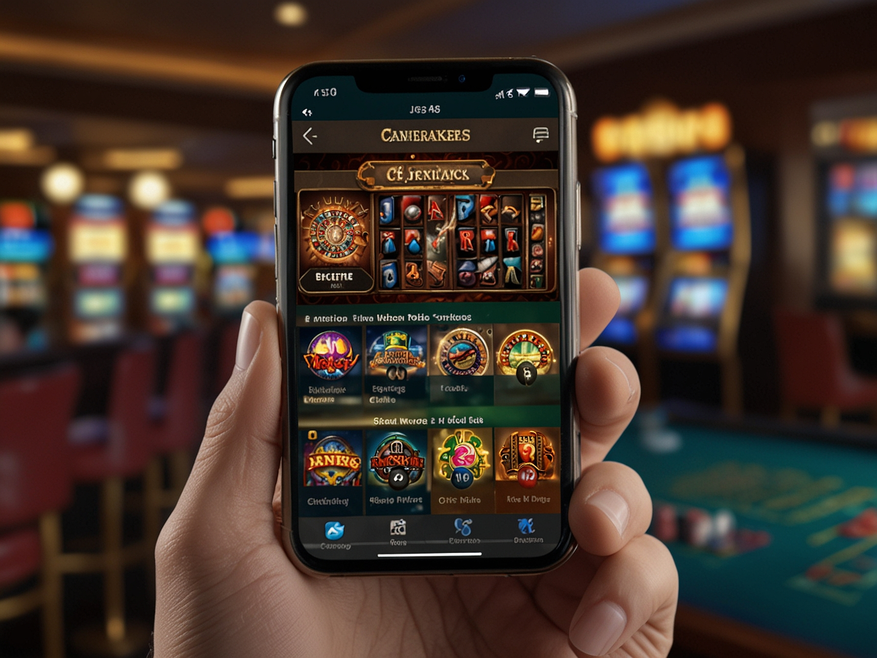 Casino mobile app on phone screen